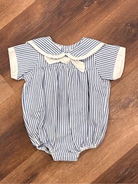 Simi Nautical Stripe Bubble One Piece Summer Outfit Sailor Vacation Blue 3m